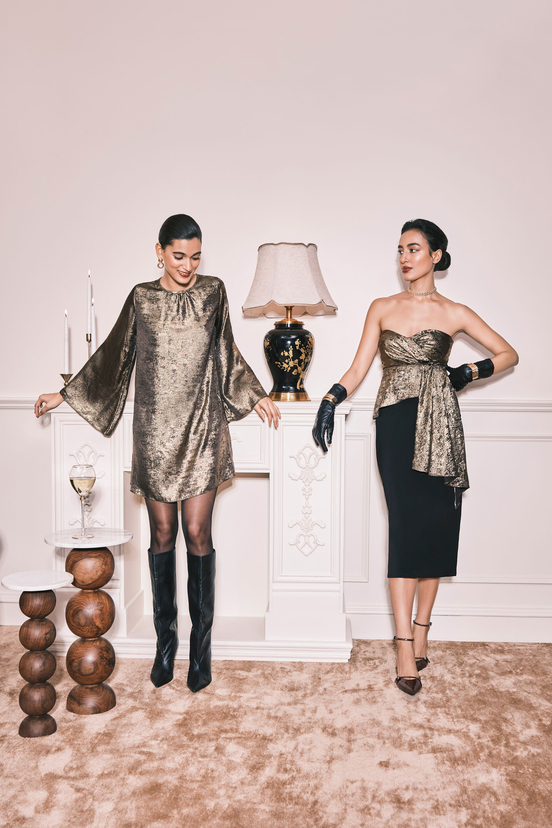 Metallic Muse Off-Shoulder Top, Gold, image 2